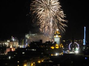 View of firework display from Calton Hill